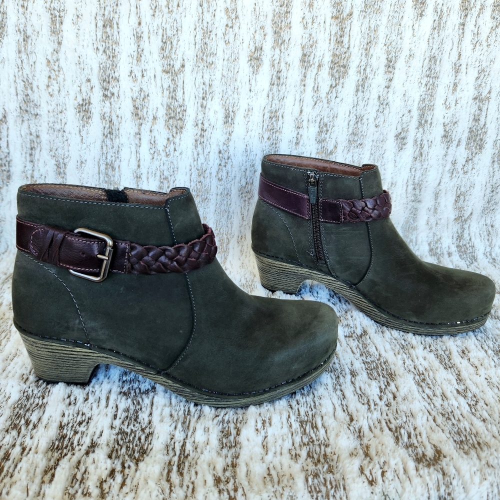 Dansko "Michelle" Milled Nubuck Boot Olive Green | Women's Size 39, 8.5 Or 9 - Picture 7 of 14